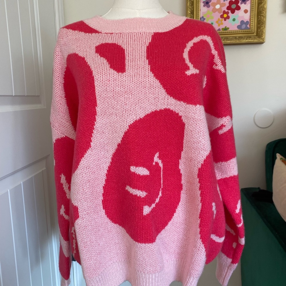 NWOT Pink Smiley Face Sweater